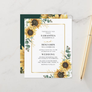 Aquarell-Eukalyptus-Sonnenblumen-Hochzeitseinladun