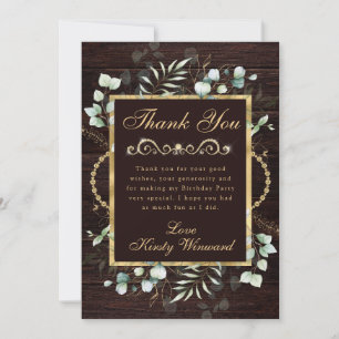 Aquarell-Eukalyptus-und-Grünzeug-Geburtstag Dankeskarte