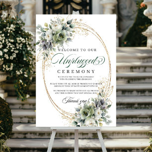 Aquarell-Eukalyptus-Unplugged-Hochzeitsschild Poster