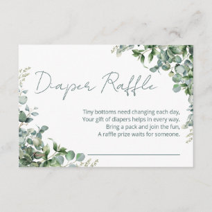 Aquarell-Eukalyptus-Windel-Raffle-Karte Grüner Begleitkarte