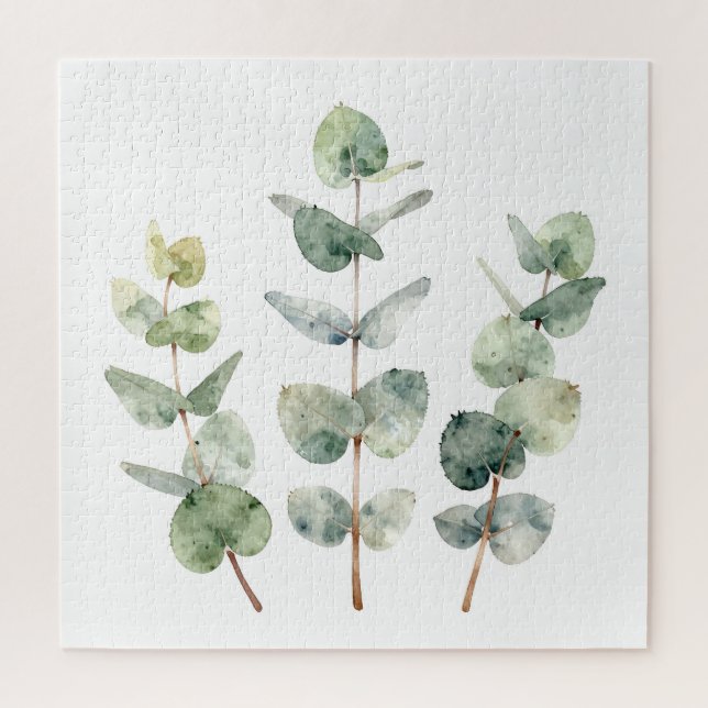 Aquarell-Eukalyptusblätter Botanik Puzzle (Vertikal)