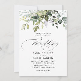 Aquarell Eukalyptusblätter Grünzeug Hochzeit Einladung
