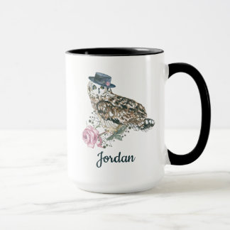 Aquarell-Eule | addieren Ihren Namen Tasse