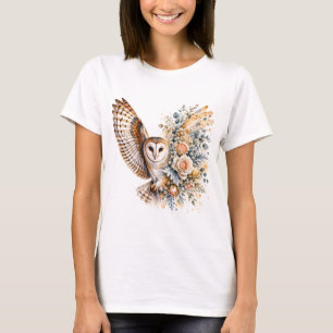 Aquarell-Eule-Floral-PNG-Vogel-Blumen-Design T-Shirt