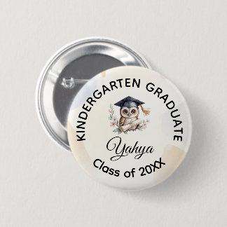 Aquarell-Eule-Vorschul-Kindergarten-Abschluss Button