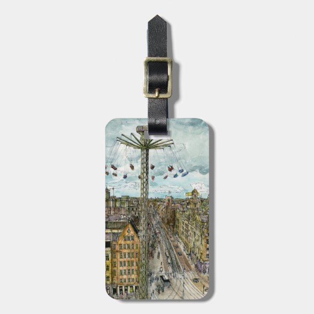 Aquarell-europäische Schwingen-Fahrt der Gepäckanhänger (Vorderseite vertikal)