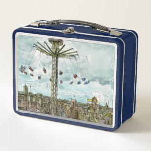 Aquarell-europäische Schwingen-Fahrt der Metall Brotdose