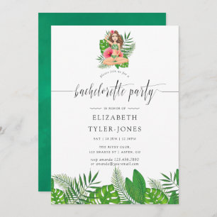 Aquarell Exotic Aloha Luau Junggeselinnen-Abschied Einladung