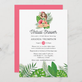 Aquarell Exotic Aloha Luau Virtual Brautparty Einladung