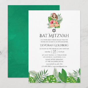 Aquarell Exotische Aloha-Luau-Bar-Mizwa Einladung