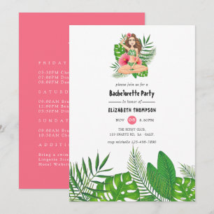 Aquarell Exotische Aloha-Luau-Junggesellinnen-Woch Einladung