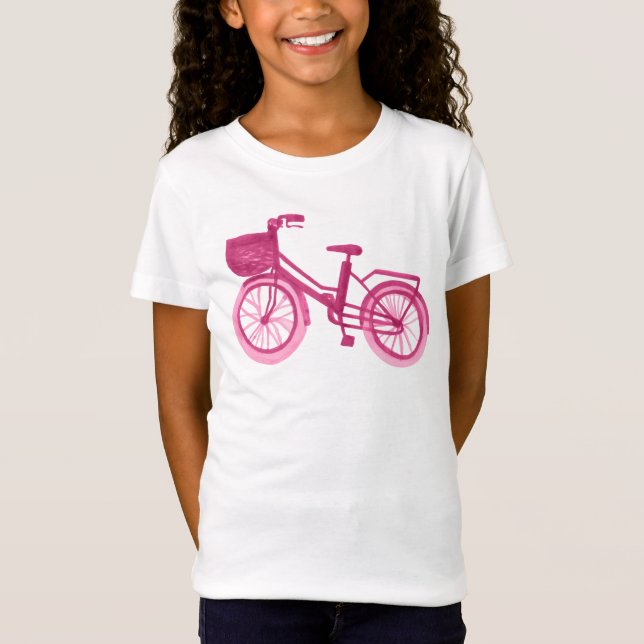 Aquarell-Fahrrad-Rosa T-Shirt (Vorderseite)
