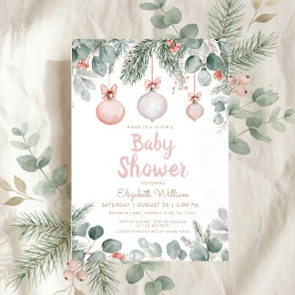 Aquarell-fancy-Blumenband rosa Baby-Party Einladung