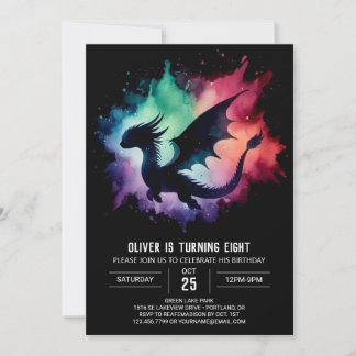 Aquarell Fantastischer Drache Geburtstag Einladung