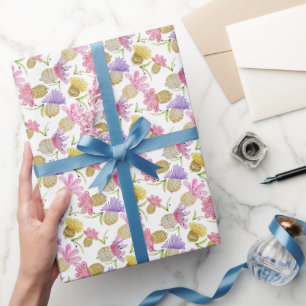 Aquarell Farbige Blumen Handgemalt Geschenkpapier