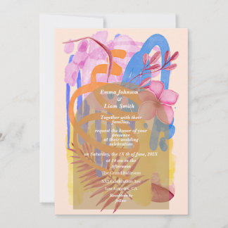 Aquarell Farbige Florale Abstrakt Einladung