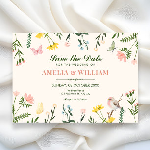 Aquarell Farbige florale Frühlingshochzeit Save The Date