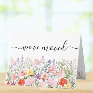 Aquarell Farbige Florale Neue Hausadresse Karte