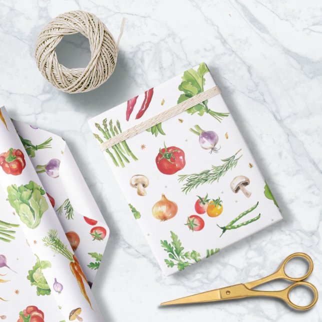 Aquarell Farbige Frische Gemüse Geschenkpapier (Von Creator hochgeladen)