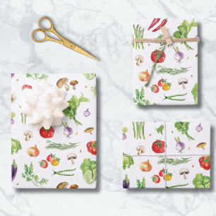Aquarell Farbige Frische Gemüse Geschenkpapier Set