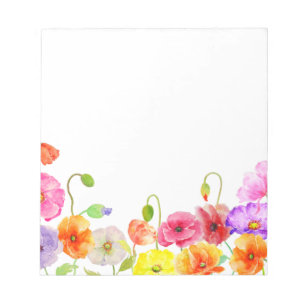 Aquarell-Farbige Mohnblumen Notizblock
