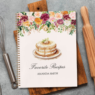 Aquarell Farbige Rosen Blumen Florales Rezept Notizbuch