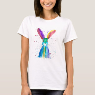 Aquarell Farbiger Hase Kaninchen Tier Häschen T-Shirt