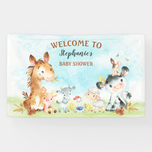 Aquarell Farm Animals Babydusche Banner