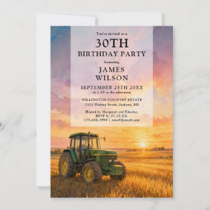 Aquarell-Farmer-Traktor-Erwachsener-Geburtstag Einladung