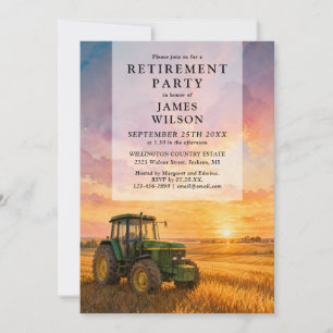 Aquarell-Farmer-Traktor-Ruhestandsparty Einladung