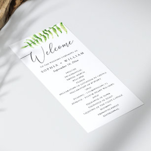 Aquarell-Farn. Wald-Botanik-Script-Hochzeit Programm