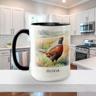 Aquarell-Fasan-Vogel-Land-Wildlife-Individuell Tasse