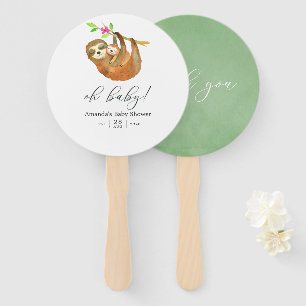 Aquarell Faultier Thema Baby Shower Fächer
