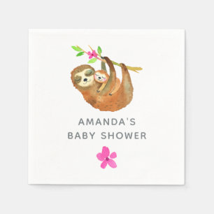 Aquarell Faultier Thema Baby Shower Serviette