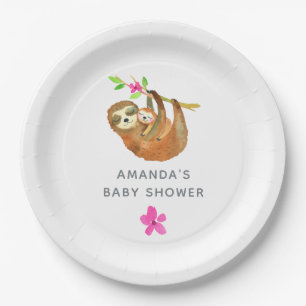 Aquarell Faultier-Themen-Baby-Party Pappteller