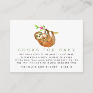 Aquarell-Faultier-Themen-Baby-Shower-Bücher für Ba Begleitkarte
