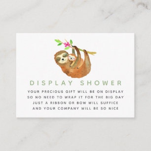 Aquarell-Faultier-Themen-Baby-Shower-Display-Dusch Begleitkarte