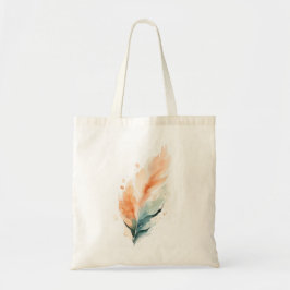 Aquarell-Feder-Kunstprint | Boho Orange Teal F Tragetasche
