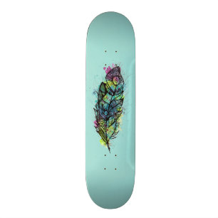 Aquarell-Feder-Tätowierung Skateboard