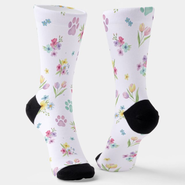 Aquarell-Federabdruck-Socken Frühling Socken (Gewinkelt)