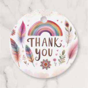 Aquarell-Federn Boho Geburtstagsfeier Geschenkanhänger