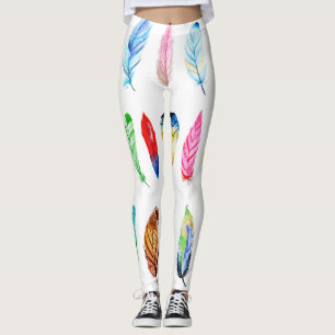 Aquarell-Federn: Schöne Vintage-Kollektion. Leggings