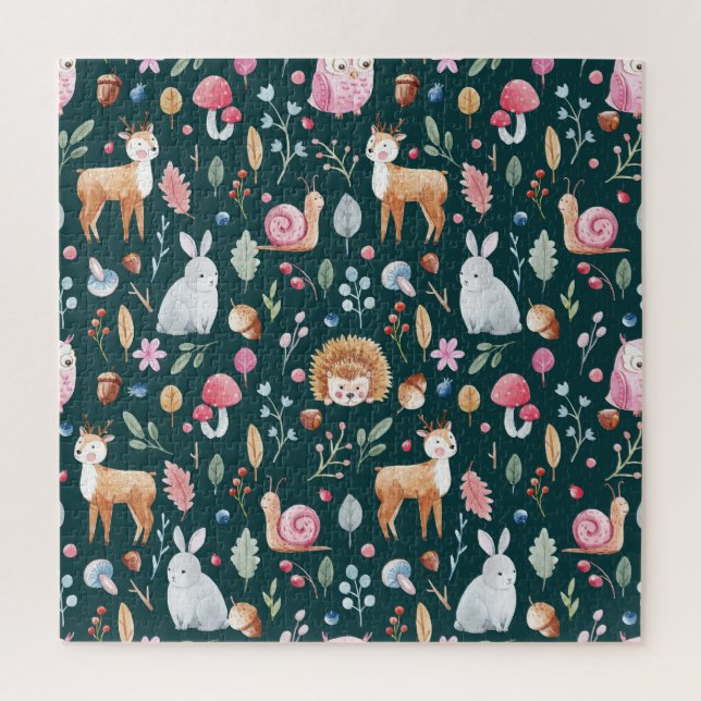 Aquarell-Feenzauberwald-Kinderpattern Puzzle (Vertikal)