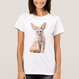 Aquarell-Fennec-Fuchs Große Ohren Wüstenfrauen T-Shirt