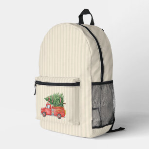 Aquarell-Feuerwehrmann-Weihnachten-Feuerwehrauto Bedruckter Rucksack