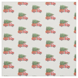 Aquarell-Feuerwehrmann-Weihnachten-Feuerwehrauto Stoff