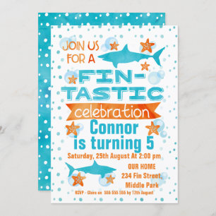 Aquarell Fin-tastischer Hai Geburtstagseinladung Einladung