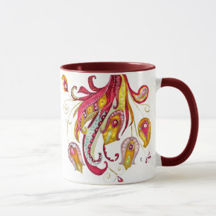 Aquarell Firebird Feathers Red Phoenix Bird Tasse