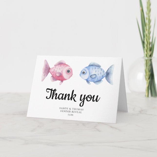 Aquarell-Fisch-Geschlechterenthüllung Danke (Vorderseite)
