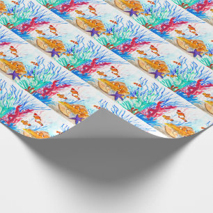 Aquarell Fisch Ozean Nautical Meer Süßer Fischer Geschenkpapier